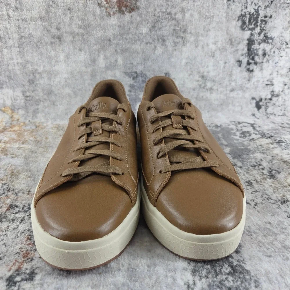 Kizik Vegas Hands Free Slip On Shoes Mens 11 Walnut Brown Leather Sneakers A5FC